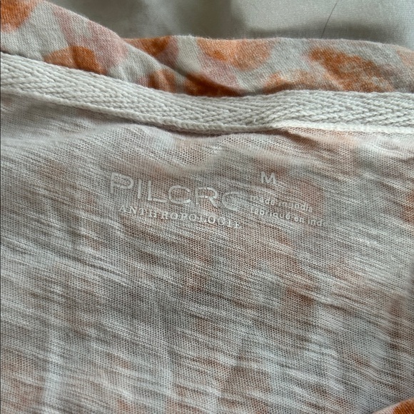 Pilcrc Anthropologie Orange Patterned Short Sleeve Top blouse size medium. - Picture 2 of 8